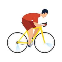 racing bike, man in road bicycle on white background vector