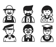 people avatar, doctor, farmer, professor icons vector