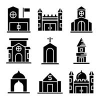 building, palace, bank, castle icons set vector