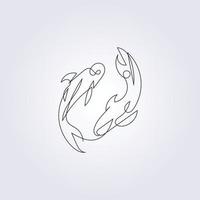 one line continuous salmon fish logo vector illustration design, sketch , drawing, silhouette, template, background, icon, abstract