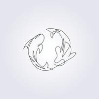 one line koi fish draw sketch logo icon symbol vector illustration design one line continues linear fish