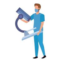 paramedic with microscope isolated icon vector