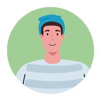 face of young man in frame circular vector