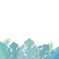 decoration of tropical branches and leaves pastel color on white background vector