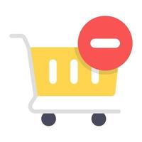 Remove from cart icon, flat vector of remove product