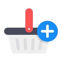 Add to cart icon style, add product in trolley vector