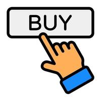 Finger on button conceptualising buy online vector