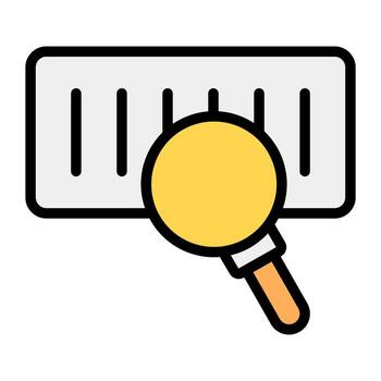 Magnifier on code, barcode search in flat style vector