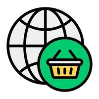 Worldwide shopping icon in modern flat style vector