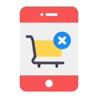 Cross with shopping trolley depicting cancel order vector