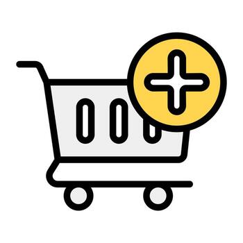Add to cart icon style, add product in trolley vector