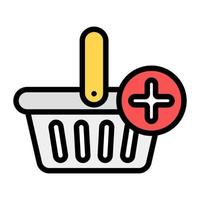 Add to cart icon style, add product in trolley vector