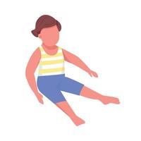 Cute toddler sit semi flat color vector character