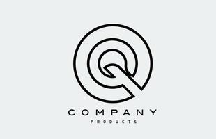 line black Q simple alphabet letter logo icon. Creative design template for business vector