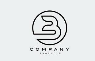 line black B simple alphabet letter logo icon. Creative design template for business vector