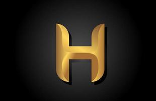 Diseño de icono de logotipo de letra del alfabeto h dorado dorado. plantilla de empresa para negocios de lujo vector