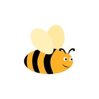 Cheerful funny isolated icon bee insect illustration flat colorful yellow and black doodle simple wasp character vector