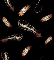 Gold feather shape seamless vector pattern luxury background wallpaper print fabric texture design template