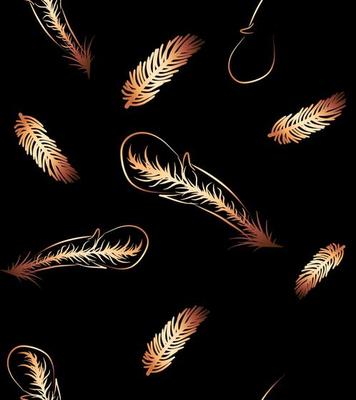 Gold feather shape seamless vector pattern luxury background wallpaper print fabric texture design template