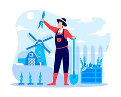 Farmer Harvesting Crops vector