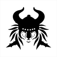 tribal tattoo viking lion head illustration and vector logo