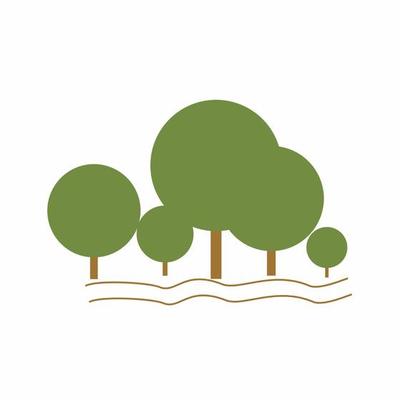 green tree landscape illustration and icon