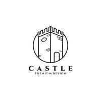 diseño de ilustración vectorial del logotipo del castillo, icono de castillo simple de arte lineal vector