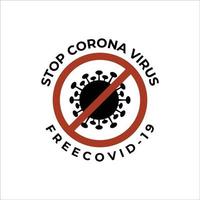 detenga el diseño de ilustración vectorial del logotipo del virus de la corona, logotipo de afiche covid-19 gratis vector