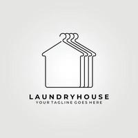 Laundry house line art logo vector illustration design graphic