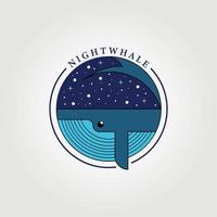 night whale cartoon logo vector illustration design graphic