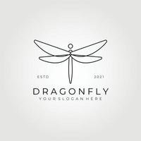 Line art dragonfly logo vector illustration design