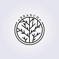 simple branch of tree logo line art vector illustration design