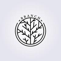 simple branch of tree logo line art vector illustration design