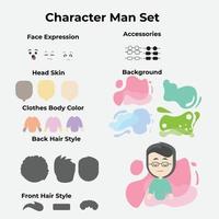 diseño vectorial del juego de caracteres de creación de hombre para construir tu propio avatar vector