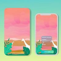 Vector banners set with polygonal landscape illustration. For Mobile aps, banner, horizontal header website, printed materials. Image Picture Background