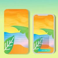 Vector banners set with polygonal landscape illustration. For Mobile aps, banner, horizontal header website, printed materials. Image Picture Background