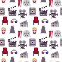 Cinema seamless pattern. Could be used for web site, banner, invitation, wallpaper, wrapping paper, corporative design. Vector illustration isolated on white.