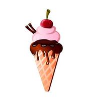 Isolated ice cream icon cartoon colorful print element vector illustration sweet food sugar summer frozen waffle cone