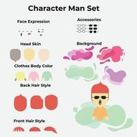 diseño vectorial del juego de caracteres de creación de hombre para construir tu propio avatar vector