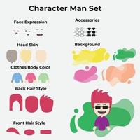 diseño vectorial del juego de caracteres de creación de hombre para construir tu propio avatar vector