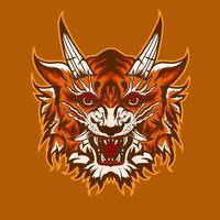 Tiger head toura japan style illustration can for element design apparel and tshirt vector