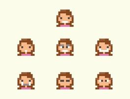 cara de niños lindos en avatar de pixel art vector