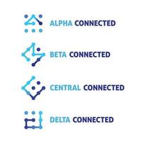 punto conectado con el logotipo de líneas en orden alfabético para la empresa web de Internet vector