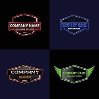 Shield glossy metal trucking logo vector