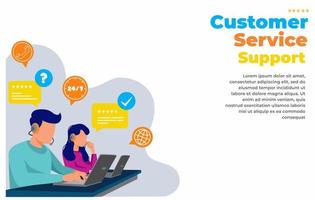 customer service support  flat design illustration with space copy text vector