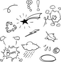 hand drawn doodle element illustration collection vector isolated