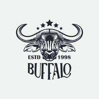 logotipo de cabeza de búfalo vintage retro, emblema, etiqueta, vector de diseño de logotipo