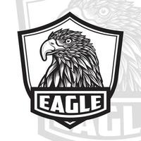 cabeza de águila mascota diseño de logotipo en blanco y negro vector