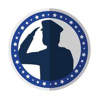 saluting army soldier silhouette icon on white background vector