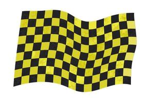 Black and yellow checkered flag in grunge style. vector